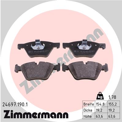 Bremsbelagsatz, Scheibenbremse Vorderachse Zimmermann 24697.190.1 Bremsbelagsatz, Scheibenbremse Vorderachse Zimmermann 24697.190.1 von Zimmermann