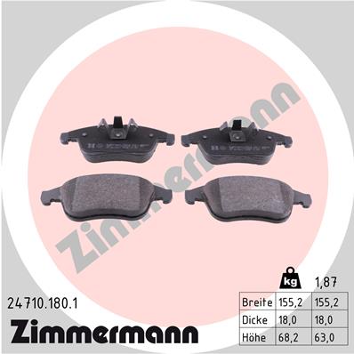 Bremsbelagsatz, Scheibenbremse Vorderachse Zimmermann 24710.180.1 von Zimmermann
