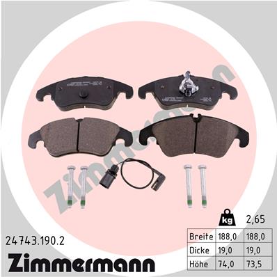 Bremsbelagsatz, Scheibenbremse Vorderachse Zimmermann 24743.190.2 Bremsbelagsatz, Scheibenbremse Vorderachse Zimmermann 24743.190.2 von Zimmermann