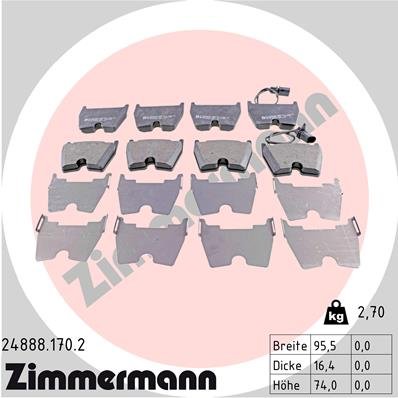 Bremsbelagsatz, Scheibenbremse Vorderachse Zimmermann 24888.170.2 von Zimmermann