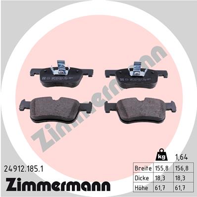 Bremsbelagsatz, Scheibenbremse Vorderachse Zimmermann 24912.185.1 Bremsbelagsatz, Scheibenbremse Vorderachse Zimmermann 24912.185.1 von Zimmermann