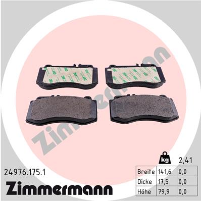 Bremsbelagsatz, Scheibenbremse Vorderachse Zimmermann 24976.175.1 Bremsbelagsatz, Scheibenbremse Vorderachse Zimmermann 24976.175.1 von Zimmermann