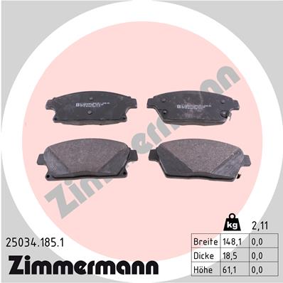 Bremsbelagsatz, Scheibenbremse Vorderachse Zimmermann 25034.185.1 Bremsbelagsatz, Scheibenbremse Vorderachse Zimmermann 25034.185.1 von Zimmermann