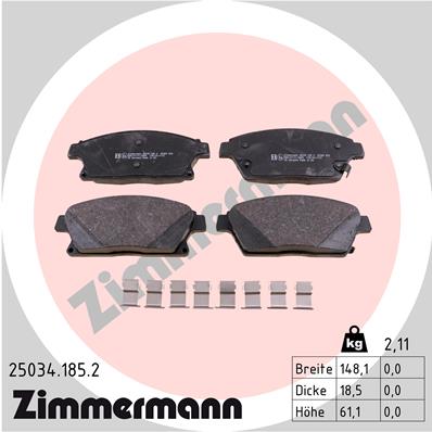 Bremsbelagsatz, Scheibenbremse Vorderachse Zimmermann 25034.185.2 Bremsbelagsatz, Scheibenbremse Vorderachse Zimmermann 25034.185.2 von Zimmermann