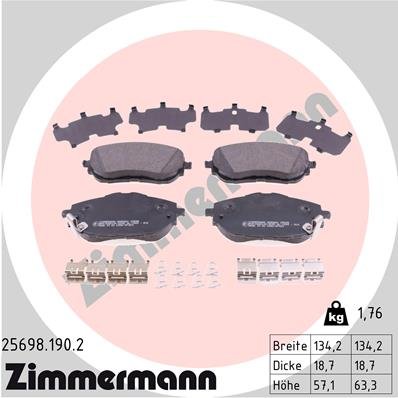 Bremsbelagsatz, Scheibenbremse Vorderachse Zimmermann 25698.190.2 von Zimmermann