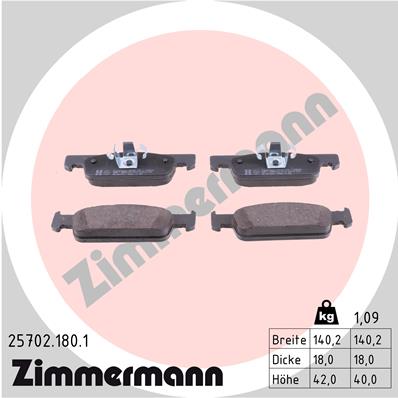 Bremsbelagsatz, Scheibenbremse Vorderachse Zimmermann 25702.180.1 Bremsbelagsatz, Scheibenbremse Vorderachse Zimmermann 25702.180.1 von Zimmermann