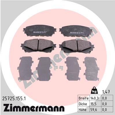 Bremsbelagsatz, Scheibenbremse Vorderachse Zimmermann 25725.155.1 Bremsbelagsatz, Scheibenbremse Vorderachse Zimmermann 25725.155.1 von Zimmermann