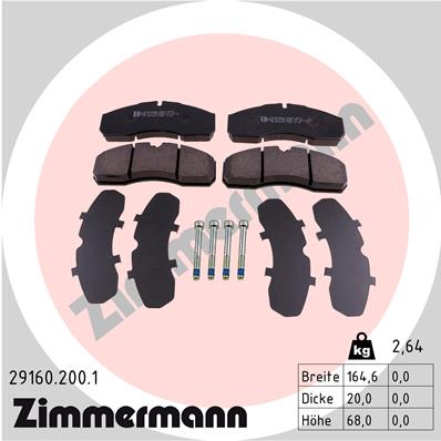 Bremsbelagsatz, Scheibenbremse Vorderachse Zimmermann 29160.200.1 von Zimmermann