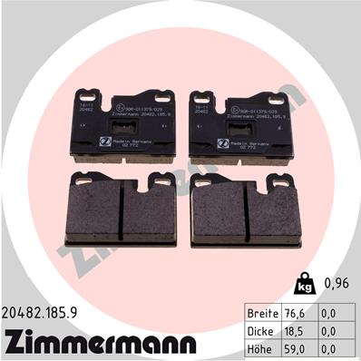 Bremsbelagsatz, Scheibenbremse Zimmermann 20482.185.9 Bremsbelagsatz, Scheibenbremse Zimmermann 20482.185.9 von Zimmermann