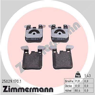 Zimmermann Bremsbelagsatz Hinterachse [Hersteller-Nr. 25029.170.1] für BMW von Zimmermann