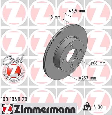 Zimmermann Bremsscheibe [Hersteller-Nr. 100.1048.20] für Audi von Zimmermann