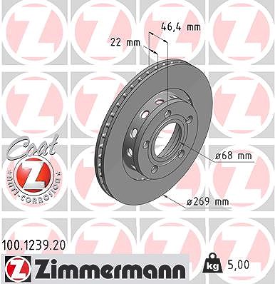 Zimmermann Bremsscheibe [Hersteller-Nr. 100.1239.20] für Audi von Zimmermann