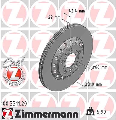 Zimmermann Bremsscheibe [Hersteller-Nr. 100.3311.20] für Audi, VW von Zimmermann