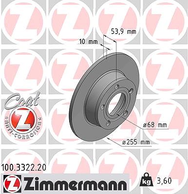 Zimmermann Bremsscheibe [Hersteller-Nr. 100.3322.20] für Audi von Zimmermann