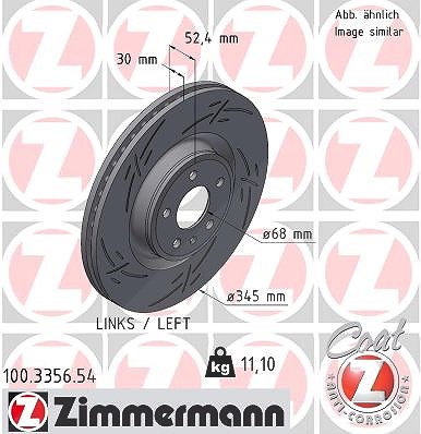 Zimmermann 1x Bremsscheibe Vorderachse Links [Hersteller-Nr. 100.3356.54] für Audi, Porsche von Zimmermann