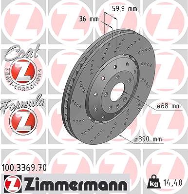 Zimmermann Bremsscheibe [Hersteller-Nr. 100.3369.70] für Audi von Zimmermann
