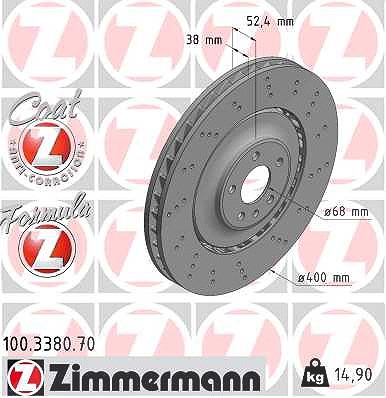 Zimmermann Bremsscheibe [Hersteller-Nr. 100.3380.70] für Audi von Zimmermann