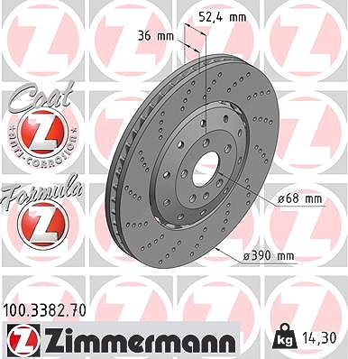 Zimmermann Bremsscheibe [Hersteller-Nr. 100.3382.70] für Audi von Zimmermann