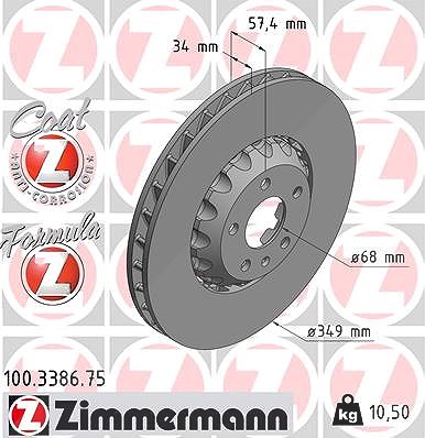 Zimmermann Bremsscheibe [Hersteller-Nr. 100.3386.75] für Audi von Zimmermann