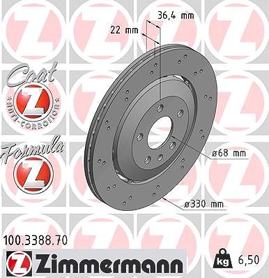 Zimmermann Bremsscheibe [Hersteller-Nr. 100.3388.70] für Audi von Zimmermann