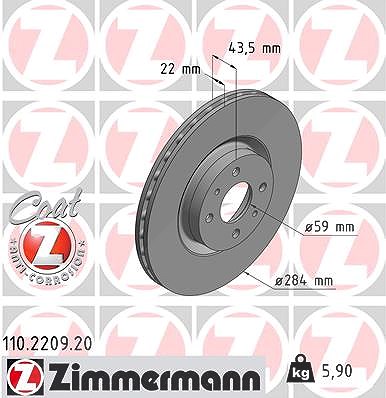 Zimmermann Bremsscheibe [Hersteller-Nr. 110.2209.20] für Abarth, Alfa Romeo, Fiat, Lancia von Zimmermann