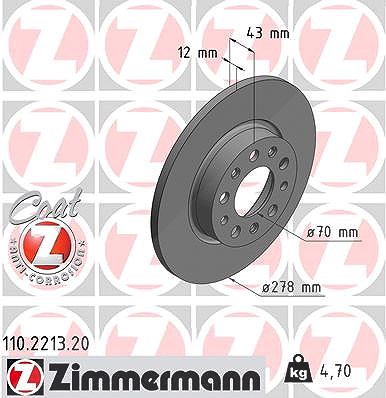Zimmermann Bremsscheibe [Hersteller-Nr. 110.2213.20] für Alfa Romeo, Fiat, Jeep von Zimmermann