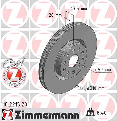 Zimmermann Bremsscheibe [Hersteller-Nr. 110.2215.20] für Alfa Romeo, Lancia von Zimmermann