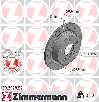 Zimmermann Bremsscheibe Hinterachse Voll [Hersteller-Nr. 150.2928.52] für Mini von Zimmermann