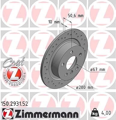 Zimmermann Bremsscheibe [Hersteller-Nr. 150.2931.52] für BMW, Mini von Zimmermann