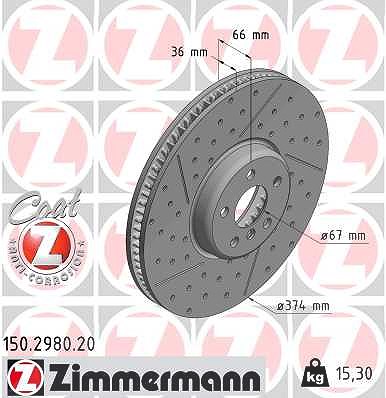 Zimmermann Bremsscheibe [Hersteller-Nr. 150.2980.20] für BMW von Zimmermann