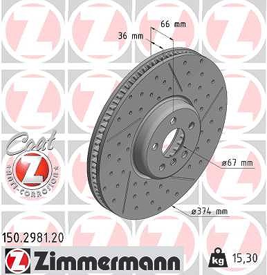Zimmermann Bremsscheibe [Hersteller-Nr. 150.2981.20] für BMW von Zimmermann