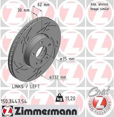 Zimmermann 1x Bremsscheibe Vorderachse Links [Hersteller-Nr. 150.3447.54] für BMW von Zimmermann
