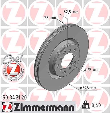Zimmermann 1x Bremsscheibe vorne rechts [Hersteller-Nr. 150.3471.20] für BMW von Zimmermann