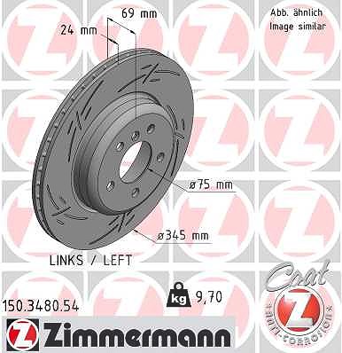 Zimmermann 1x Bremsscheibe Hinterachse Links [Hersteller-Nr. 150.3480.54] für BMW von Zimmermann