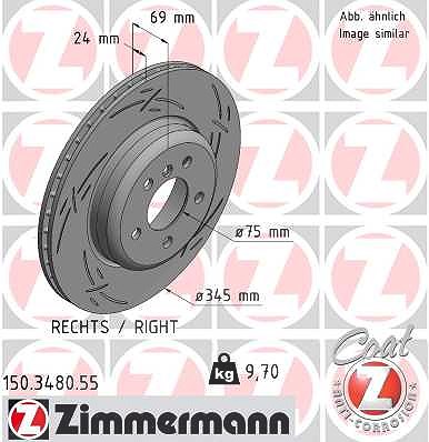 Zimmermann 1x Bremsscheibe Hinterachse Rechts [Hersteller-Nr. 150.3480.55] für BMW von Zimmermann