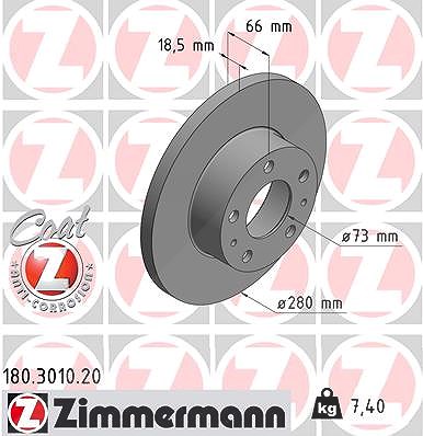 Zimmermann Bremsscheibe [Hersteller-Nr. 180.3010.20] für Citroën, Fiat, Peugeot von Zimmermann