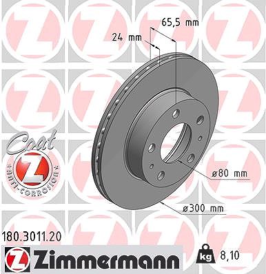 Zimmermann Bremsscheibe [Hersteller-Nr. 180.3011.20] für Citroën, Fiat, Peugeot von Zimmermann