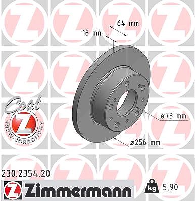Zimmermann Bremsscheibe [Hersteller-Nr. 230.2354.20] für Citroën, Fiat, Peugeot von Zimmermann