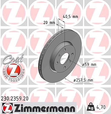 Zimmermann Bremsscheibe [Hersteller-Nr. 230.2359.20] für Alfa Romeo, Fiat, Lancia von Zimmermann