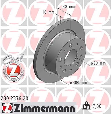 Zimmermann Bremsscheibe [Hersteller-Nr. 230.2376.20] für Citroën, Fiat, Peugeot von Zimmermann
