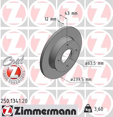 Zimmermann Bremsscheibe [Hersteller-Nr. 250.1341.20] für Ford, Mazda von Zimmermann