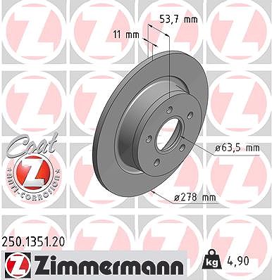 Zimmermann Bremsscheibe [Hersteller-Nr. 250.1351.20] für Ford von Zimmermann