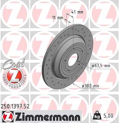 Zimmermann Bremsscheibe [Hersteller-Nr. 250.1397.52] für Ford von Zimmermann