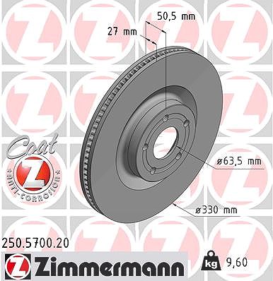 Zimmermann Bremsscheibe [Hersteller-Nr. 250.5700.20] für Ford von Zimmermann