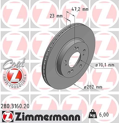 Zimmermann Bremsscheibe [Hersteller-Nr. 280.3160.20] für Honda von Zimmermann