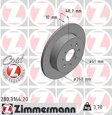 Zimmermann Bremsscheibe [Hersteller-Nr. 280.3164.20] für Honda, Mg von Zimmermann