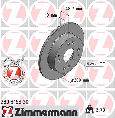 Zimmermann Bremsscheibe [Hersteller-Nr. 280.3168.20] für Honda, Rover von Zimmermann