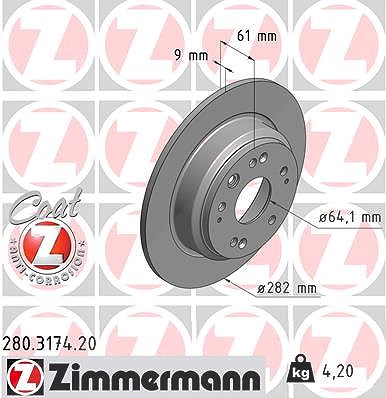 Zimmermann Bremsscheibe [Hersteller-Nr. 280.3174.20] für Honda von Zimmermann