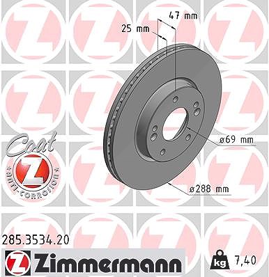Zimmermann Bremsscheibe [Hersteller-Nr. 285.3534.20] für Hyundai, Kia von Zimmermann