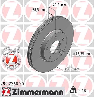 Zimmermann Bremsscheibe [Hersteller-Nr. 290.2260.20] für Daimler, Jaguar von Zimmermann